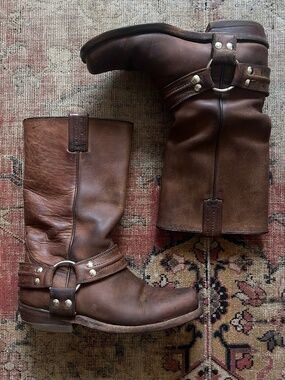 Vintage Y2K Mezcalero Brown Leather Harness Boots